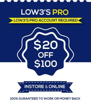Lowes for pros $20 off $100